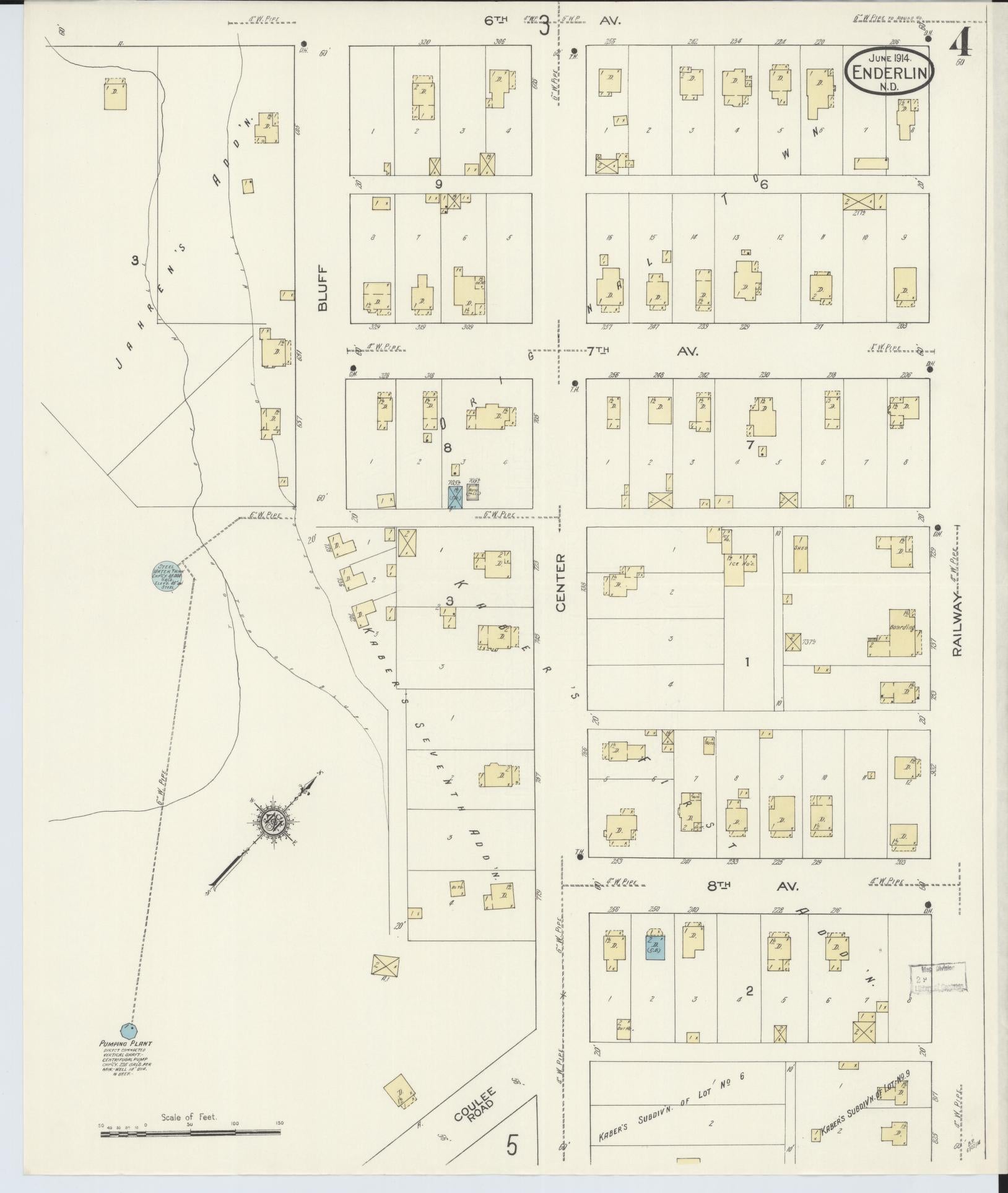 Sanborn Fire Insurance Map from Enderlin, Ransom County, North Dakota (1914), Sheet #0004 - Complete Map Set gallery image, historic Sanborn map, vintage wall art, North Dakota North Dakota