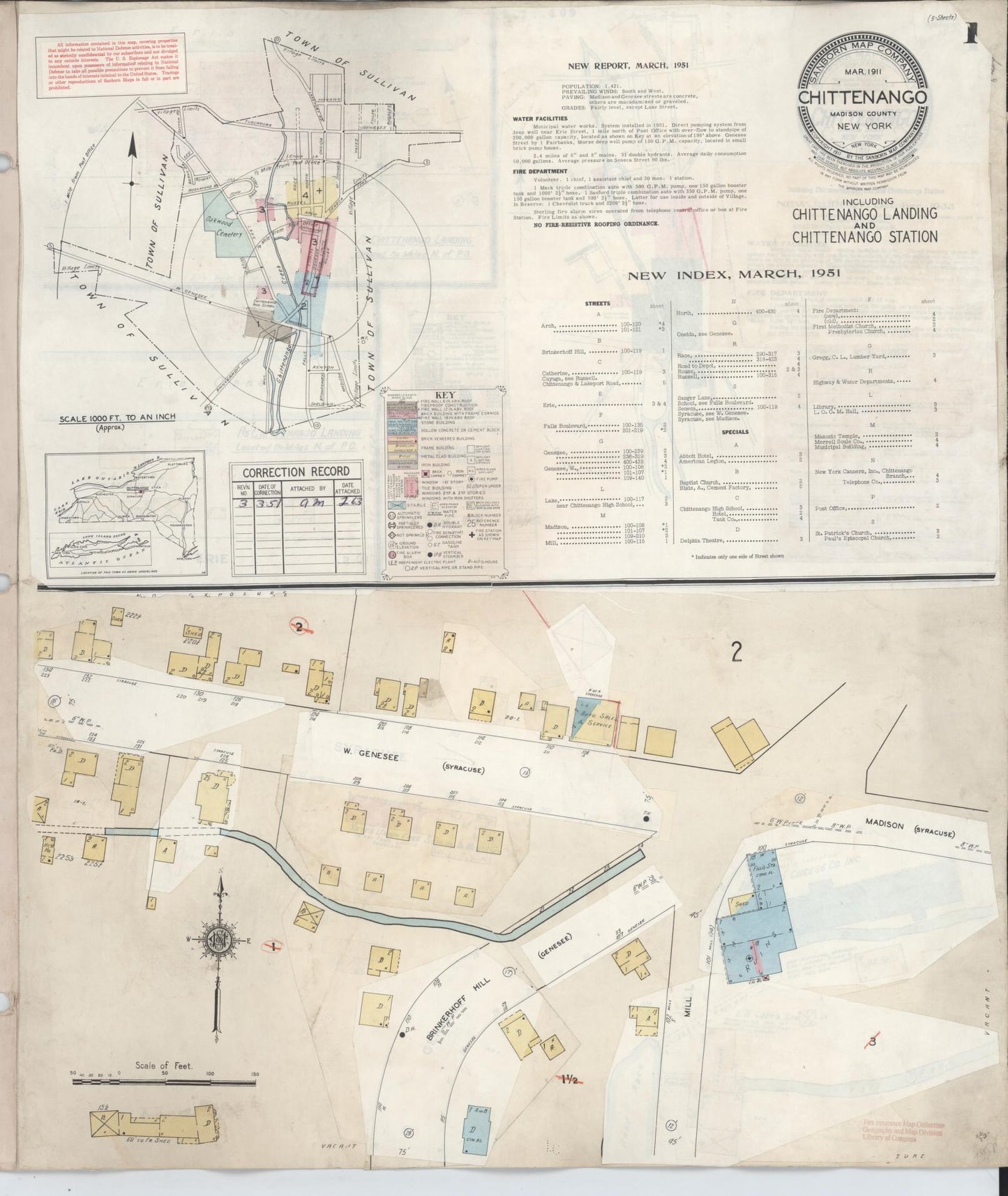 Sanborn Fire Insurance Map from Chittenango, Madison County, New York. (1951) – Historic Sanborn Fire Insurance Map Print