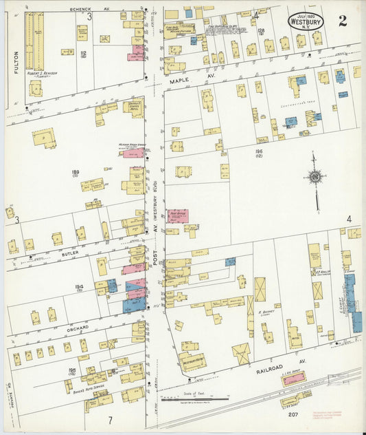 Sanborn Fire Insurance Map from Westbury, Nassau County, New York (1920), Sheet #0002 - Historic Sanborn Fire Insurance Map Print, vintage old map wall art, antique decor, genealogy gift, New York New York map