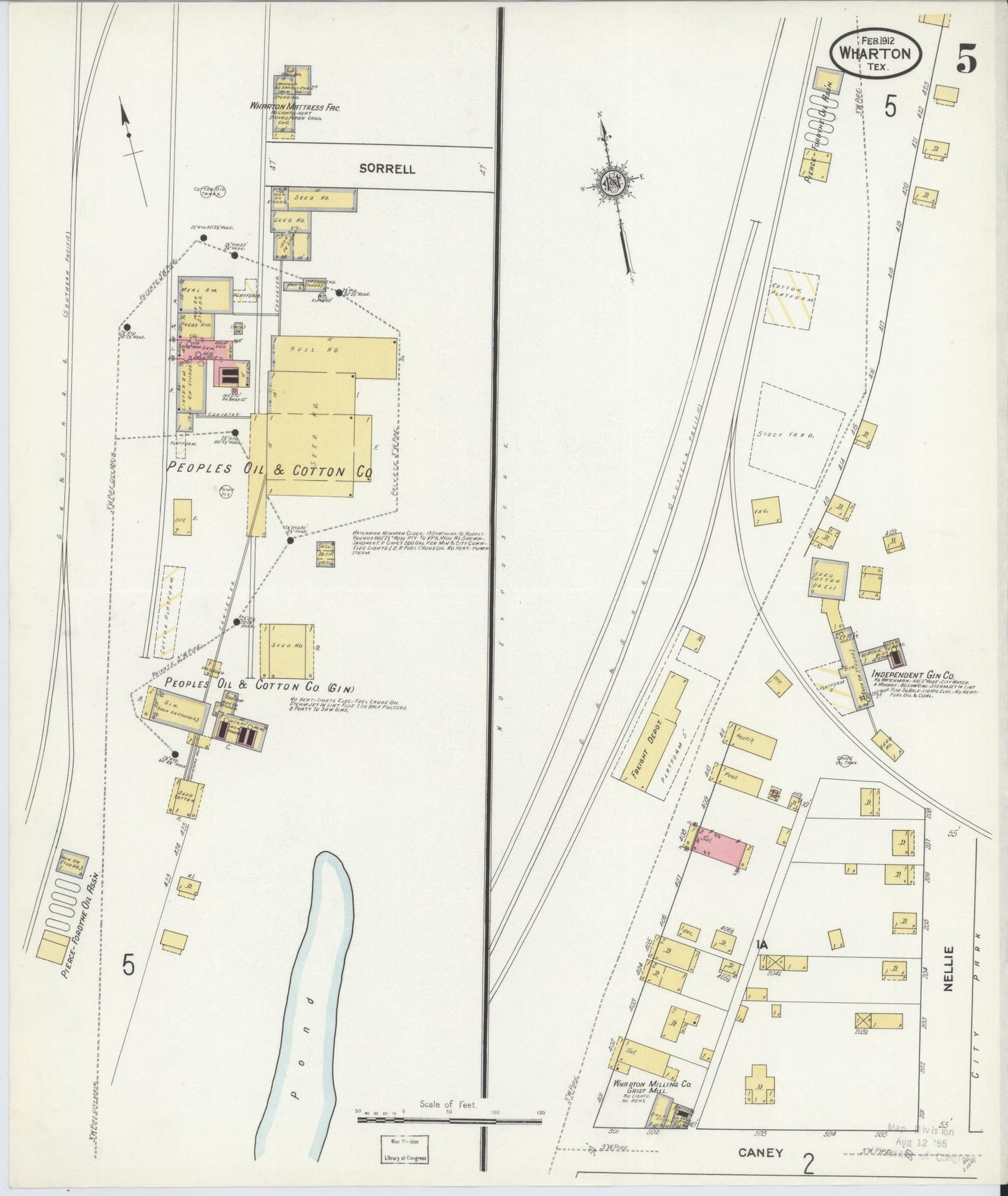 Sanborn Fire Insurance Map from Wharton, Wharton County, Texas (1912), Sheet #0006 - Complete Map Set gallery image, historic Sanborn map, vintage wall art, Texas Texas