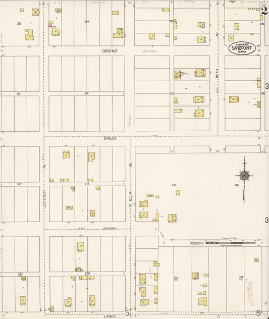 Sanborn Fire Insurance Map from Sandpoint, Bonner County, Idaho (1921), Sheet #0002 - Historic Sanborn Fire Insurance Map Print, vintage old map wall art, antique decor, genealogy gift, Idaho Idaho map