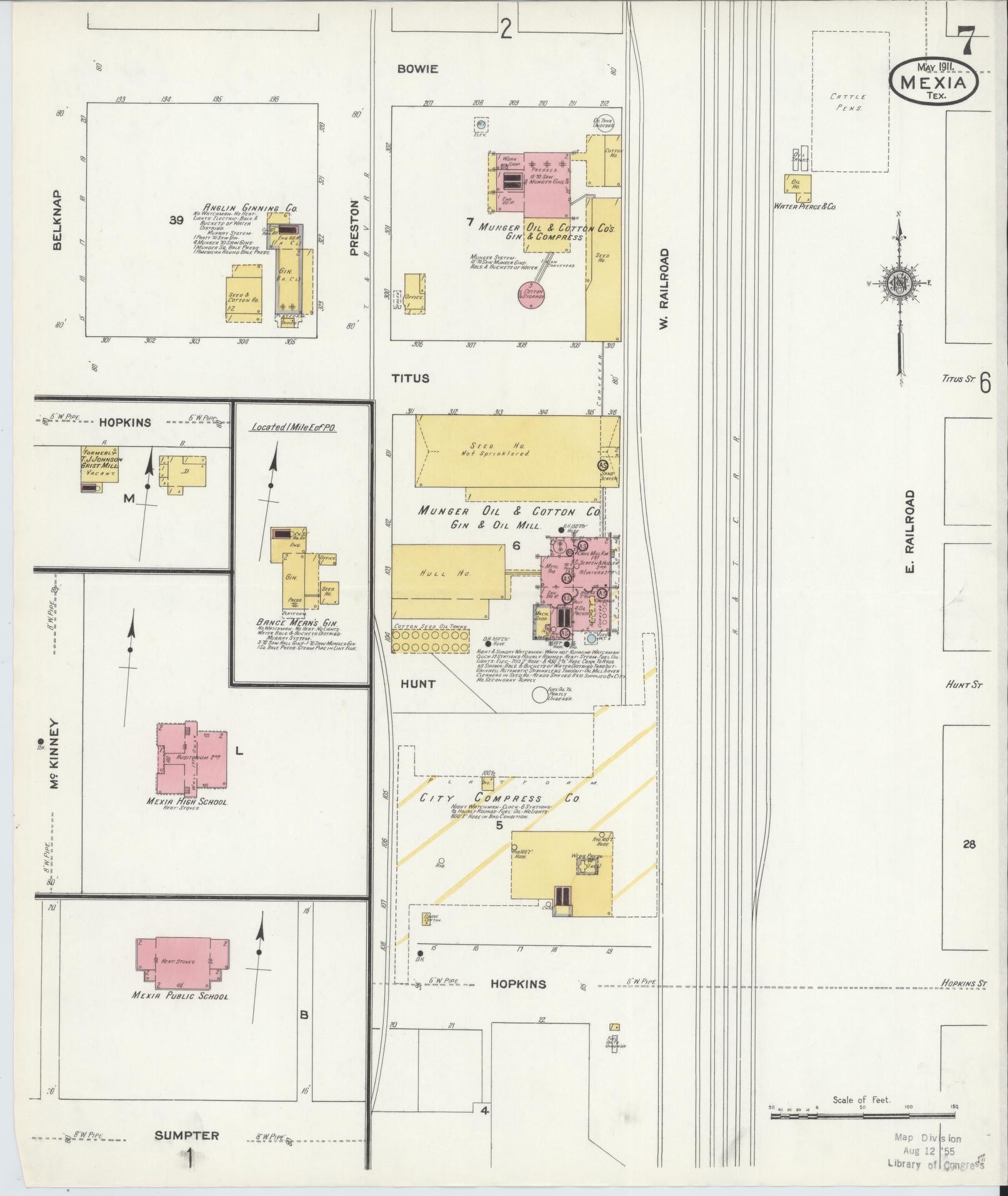 Sanborn Fire Insurance Map from Mexia, Limestone County, Texas (1911), Sheet #0007 - Historic Sanborn Fire Insurance Map Print, vintage old map wall art, antique decor, genealogy gift, Texas Texas map