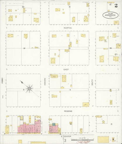 Sanborn Fire Insurance Map from Anderson, Shasta County, California (1907), Sheet #0002 - Historic Sanborn Fire Insurance Map Print, vintage old map wall art, antique decor, genealogy gift, California California map