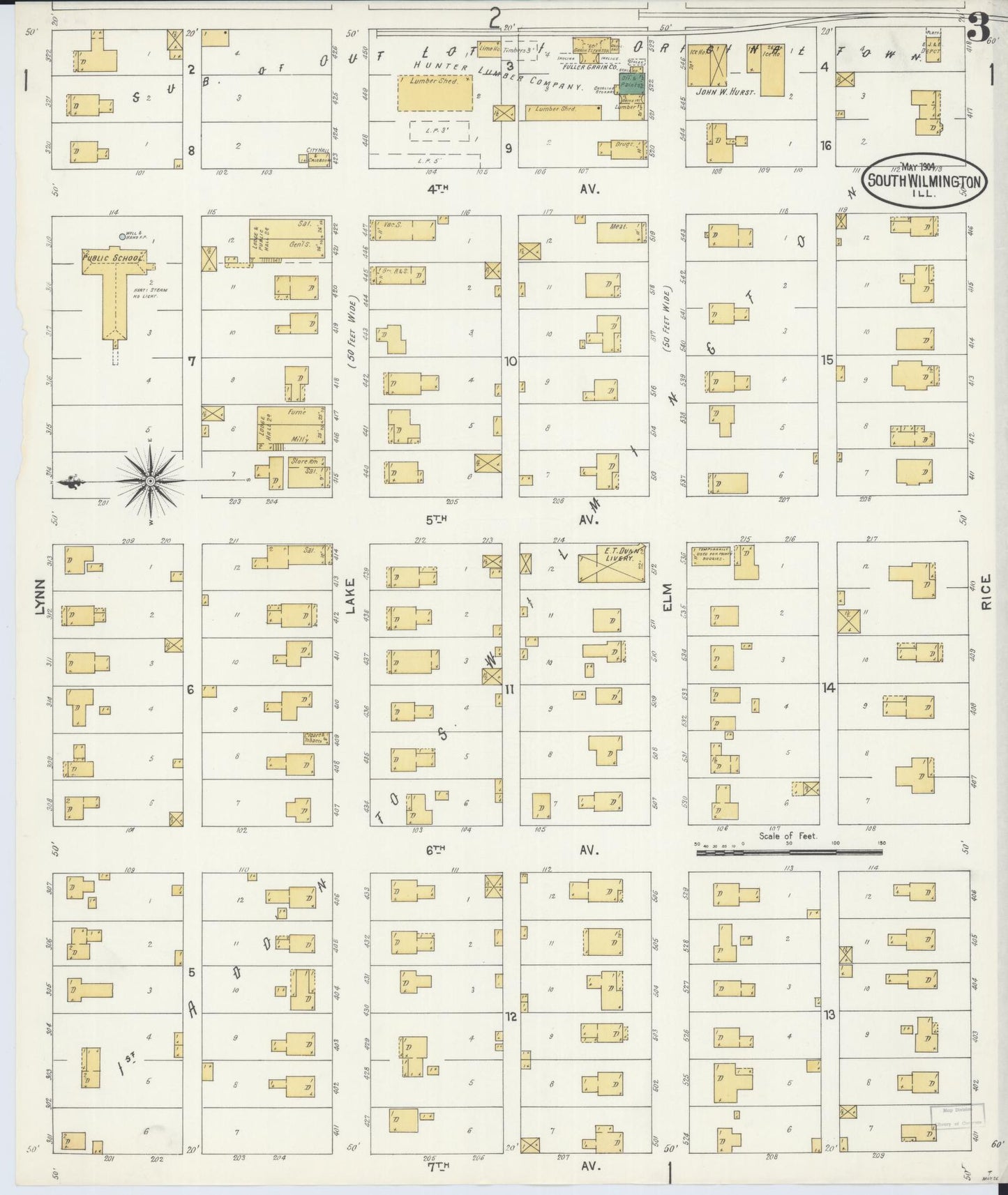 Sanborn Fire Insurance Map from South Wilmington, Grundy County, Illinois (1904), Sheet #0003 - Complete Map Set gallery image, historic Sanborn map, vintage wall art, Illinois Illinois