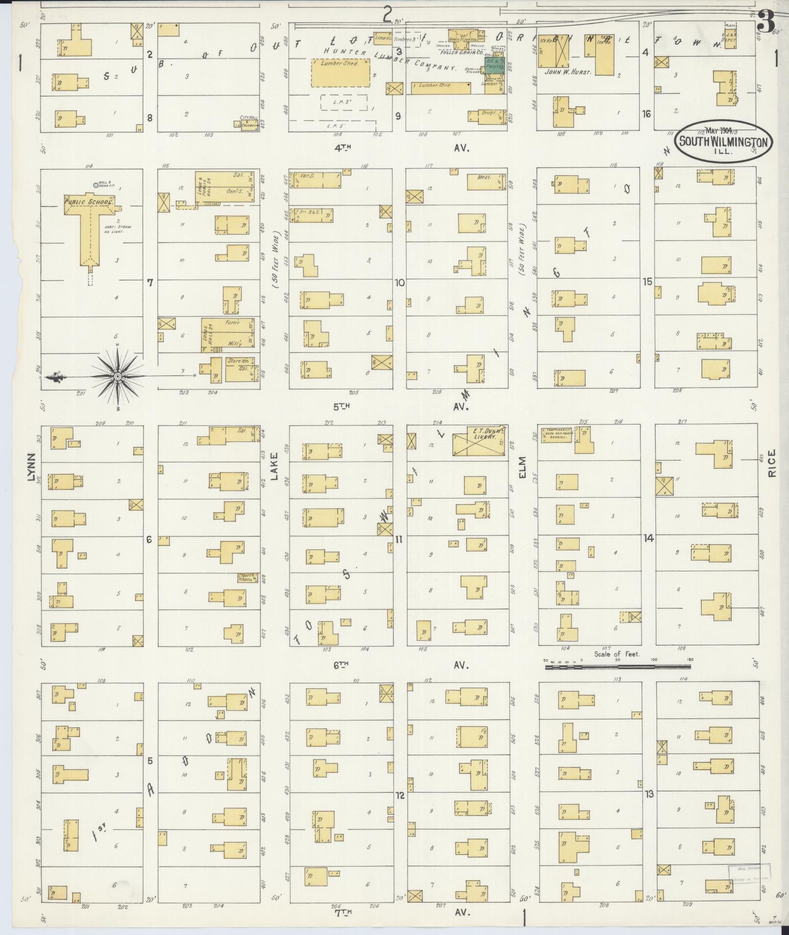 Sanborn Fire Insurance Map from South Wilmington, Grundy County, Illinois (1904), Sheet #0003 - Complete Map Set gallery image, historic Sanborn map, vintage wall art, Illinois Illinois