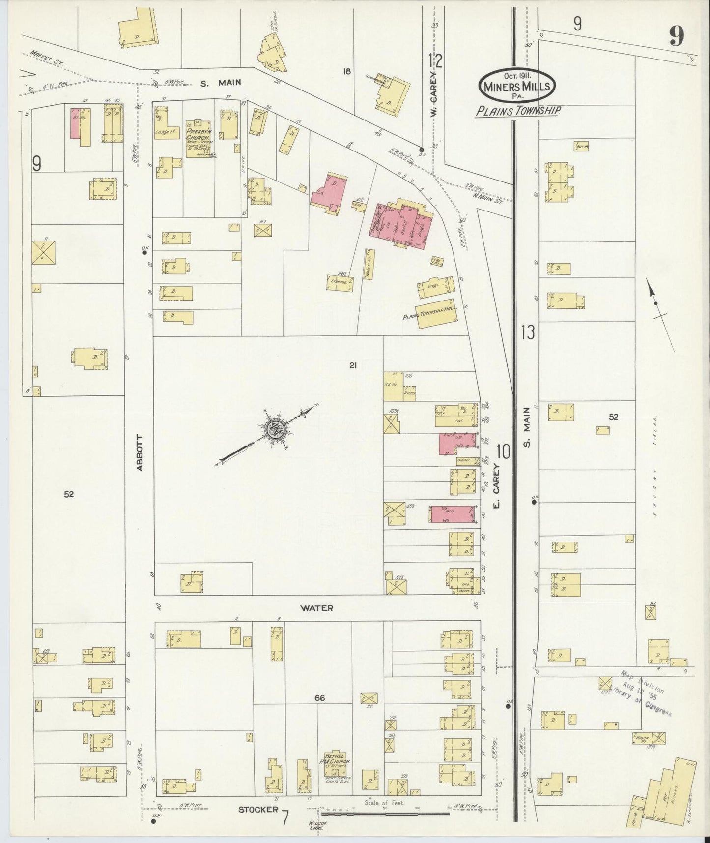 Sanborn Fire Insurance Map from Miners Mills, Luzerne County, Pennsylvania (1911), Sheet #0009 - Complete Map Set gallery image, historic Sanborn map, vintage wall art, Pennsylvania Pennsylvania