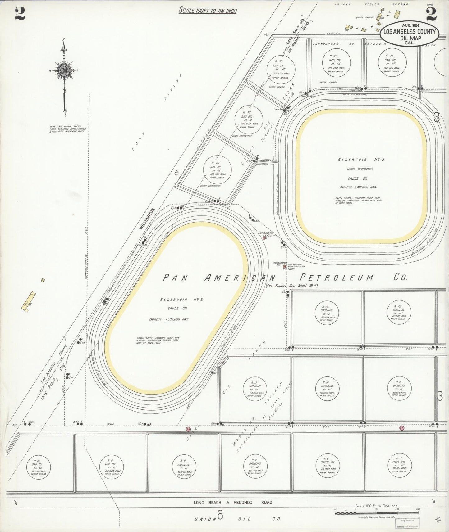 Sanborn Fire Insurance Map from Los Angeles Co., Los Angeles County, California (1924), Sheet #0002 - Historic Sanborn Fire Insurance Map Print, vintage old map wall art, antique decor, genealogy gift, California California map