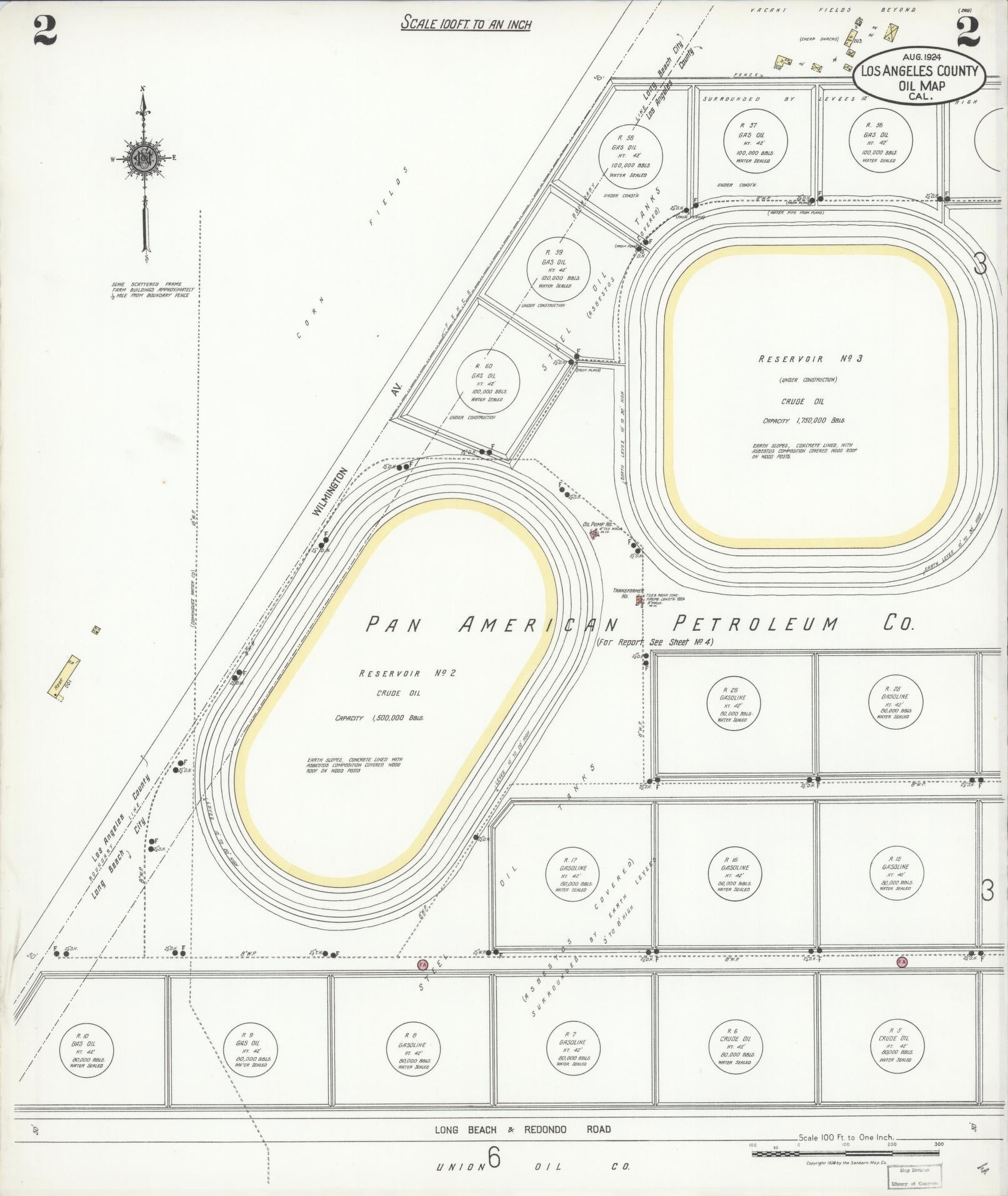 Sanborn Fire Insurance Map from Los Angeles Co., Los Angeles County, California (1924), Sheet #0002 - Historic Sanborn Fire Insurance Map Print, vintage old map wall art, antique decor, genealogy gift, California California map