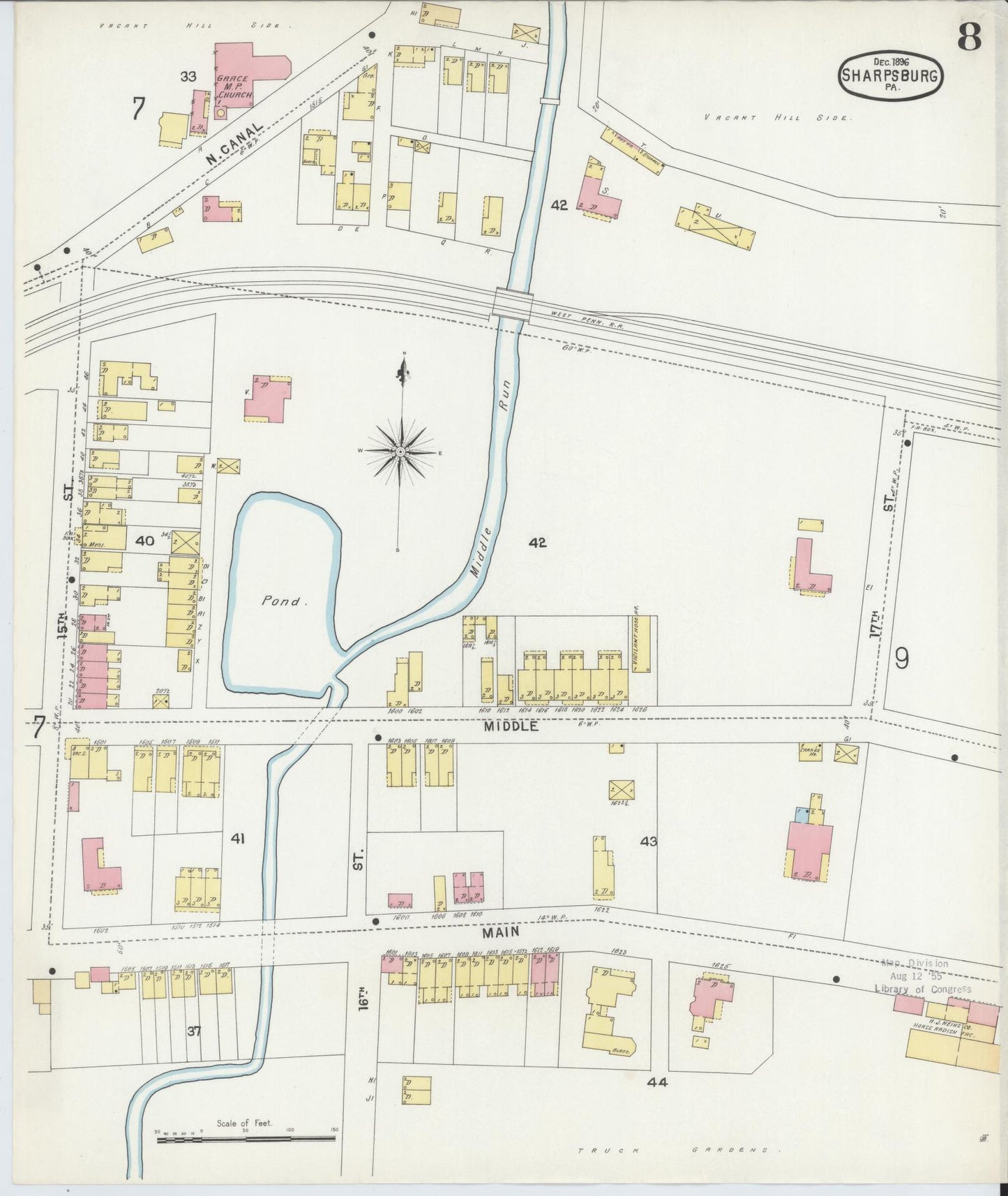 Sanborn Fire Insurance Map from Sharpsburg, Allegheny County, Pennsylvania (1896), Sheet #0008 - Complete Map Set gallery image, historic Sanborn map, vintage wall art, Pennsylvania Pennsylvania