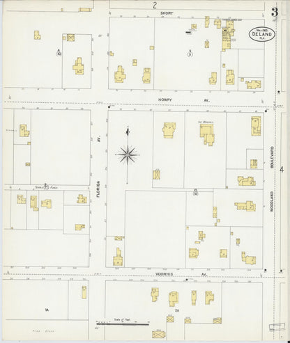 Sanborn Fire Insurance Map from De Land, Volusia County, Florida (1903), Sheet #0003 - Complete Map Set gallery image, historic Sanborn map, vintage wall art, Florida Florida