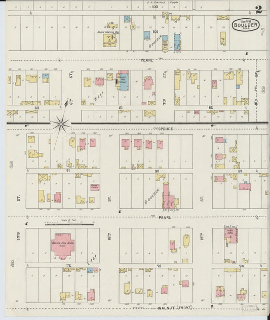 Sanborn Fire Insurance Map from Boulder, Boulder County, Colorado (1895), Sheet #0002 - Historic Sanborn Fire Insurance Map Print, vintage old map wall art, antique decor, genealogy gift, Colorado Colorado map