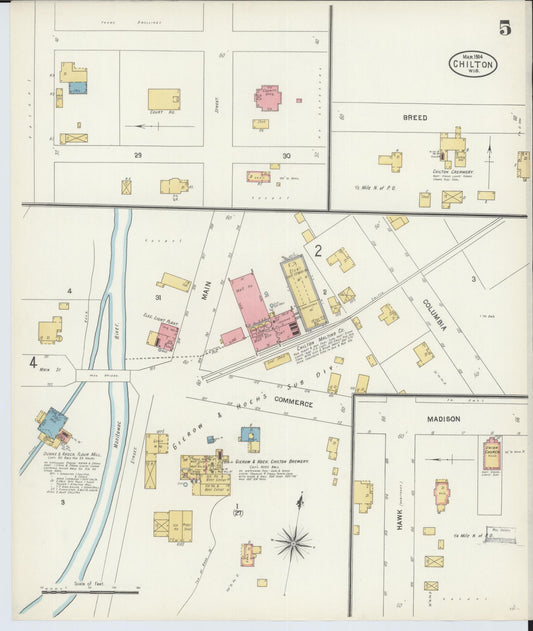 Sanborn Fire Insurance Map from Chilton, Calumet County, Wisconsin (1904), Sheet #0005 - Historic Sanborn Fire Insurance Map Print, vintage old map wall art, antique decor, genealogy gift, Wisconsin Wisconsin map