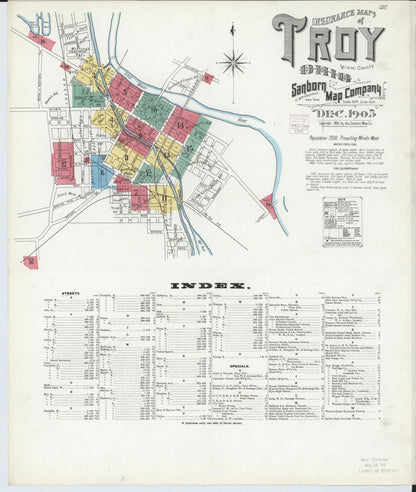 Sanborn Fire Insurance Map from Troy, Miami County, Ohio (1905), Sheet #0001 - Complete Map Set gallery image, historic Sanborn map, vintage wall art, Ohio Ohio