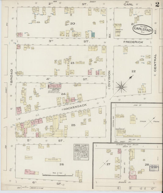Sanborn Fire Insurance Map from Carlstadt, Bergen County, New Jersey (1884), Sheet #0002 - Historic Sanborn Fire Insurance Map Print, vintage old map wall art, antique decor, genealogy gift, New Jersey New Jersey map