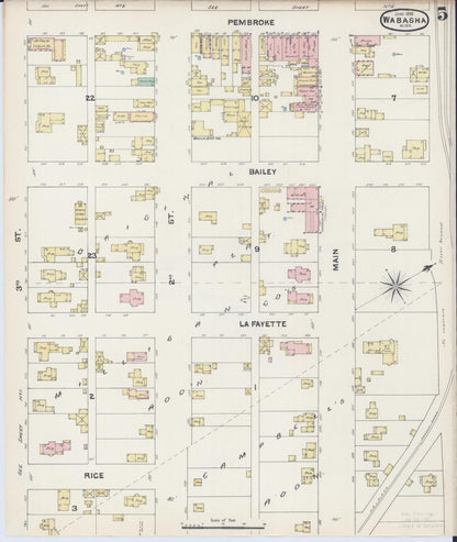 Sanborn Fire Insurance Map from Wabasha, Wabasha County, Minnesota (1890), Sheet #0005 - Complete Map Set gallery image, historic Sanborn map, vintage wall art, Minnesota Minnesota