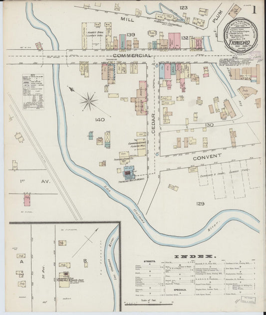 Sanborn Fire Insurance Map from Trinidad, Las Animas County, Colorado (1886), Sheet #0001 - Complete Map Set gallery image, historic Sanborn map, vintage wall art, Colorado Colorado