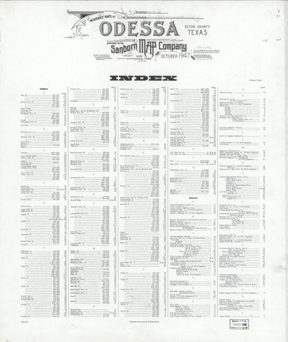 Sanborn Fire Insurance Map from Odessa, Edger County, Texas (1947), Sheet #0001 - Historic Sanborn Fire Insurance Map Print, vintage old map wall art, antique decor, genealogy gift, Texas Texas map
