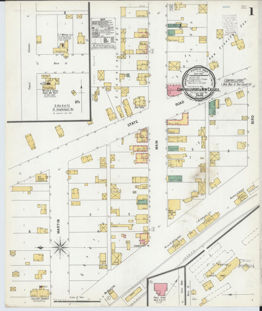 Sanborn Fire Insurance Map from Campbellsport, Fond du Lac County, Wisconsin (1900), Sheet #0001 - Historic Sanborn Fire Insurance Map Print, vintage old map wall art, antique decor, genealogy gift, Wisconsin Wisconsin map