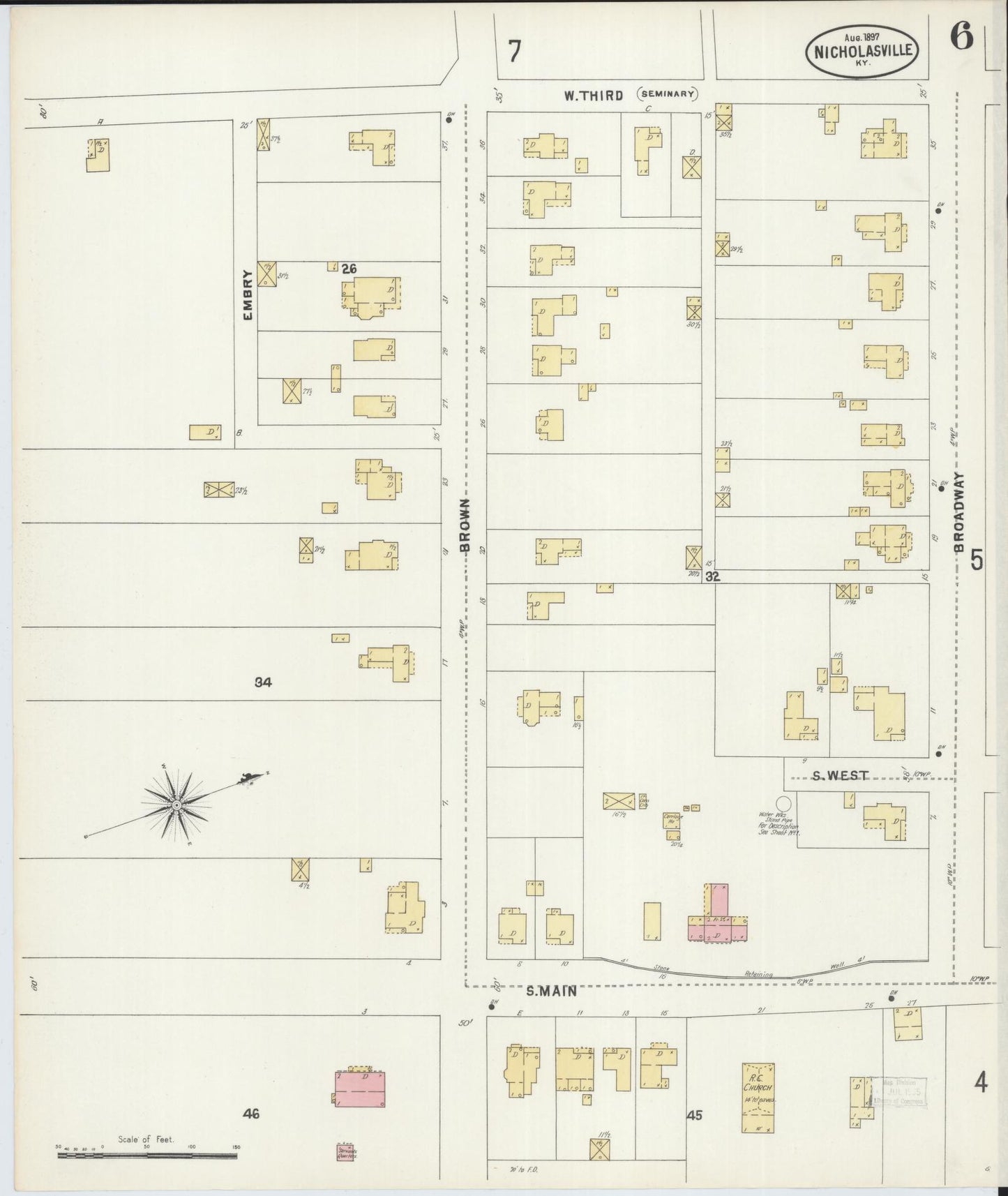 Sanborn Fire Insurance Map from Nicholasville, Jessamine County, Kentucky (1897), Sheet #0006 - Historic Sanborn Fire Insurance Map Print, vintage old map wall art, antique decor, genealogy gift, Kentucky Kentucky map