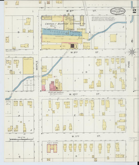 Sanborn Fire Insurance Map from Holland, Ottawa County, Michigan (1893), Sheet #0002 - Historic Sanborn Fire Insurance Map Print, vintage old map wall art, antique decor, genealogy gift, Michigan Michigan map