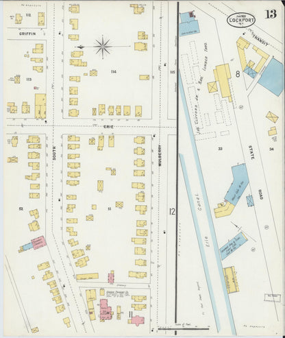 Sanborn Fire Insurance Map from Lockport, Niagara County, New York (1898), Sheet #0013 - Complete Map Set gallery image, historic Sanborn map, vintage wall art, New York New York