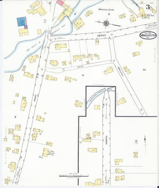 Sanborn Fire Insurance Map from Manchester, Bennington County, Vermont. (1921), Sheet 3 – Historic Sanborn Fire Insurance Map Print