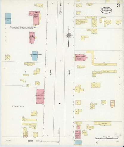 Sanborn Fire Insurance Map from Suffield, Hartford County, Connecticut (1912), Sheet #0003 - Complete Map Set gallery image, historic Sanborn map, vintage wall art, Connecticut Connecticut