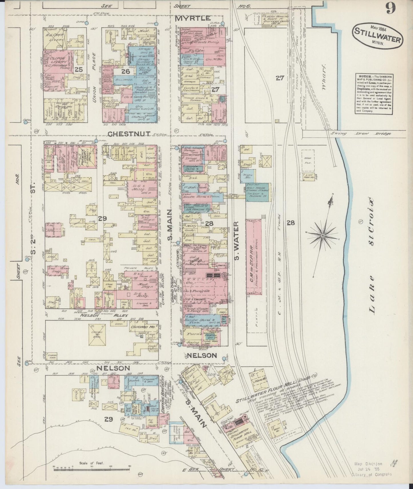 Sanborn Fire Insurance Map from Stillwater, Washington County, Minnesota (1884), Sheet #0009 - Historic Sanborn Fire Insurance Map Print, vintage old map wall art, antique decor, genealogy gift, Minnesota Minnesota map