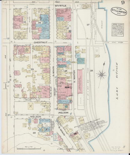 Sanborn Fire Insurance Map from Stillwater, Washington County, Minnesota (1884), Sheet #0009 - Historic Sanborn Fire Insurance Map Print, vintage old map wall art, antique decor, genealogy gift, Minnesota Minnesota map