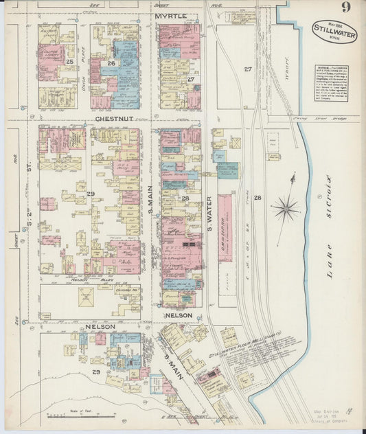 Sanborn Fire Insurance Map from Stillwater, Washington County, Minnesota (1884), Sheet #0009 - Historic Sanborn Fire Insurance Map Print, vintage old map wall art, antique decor, genealogy gift, Minnesota Minnesota map