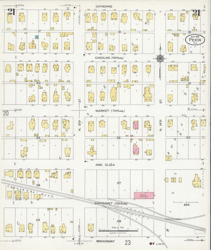 Sanborn Fire Insurance Map from Pekin, Tazewell County, Illinois (1925), Sheet #0021 - Historic Sanborn Fire Insurance Map Print, vintage old map wall art, antique decor, genealogy gift, Illinois Illinois map