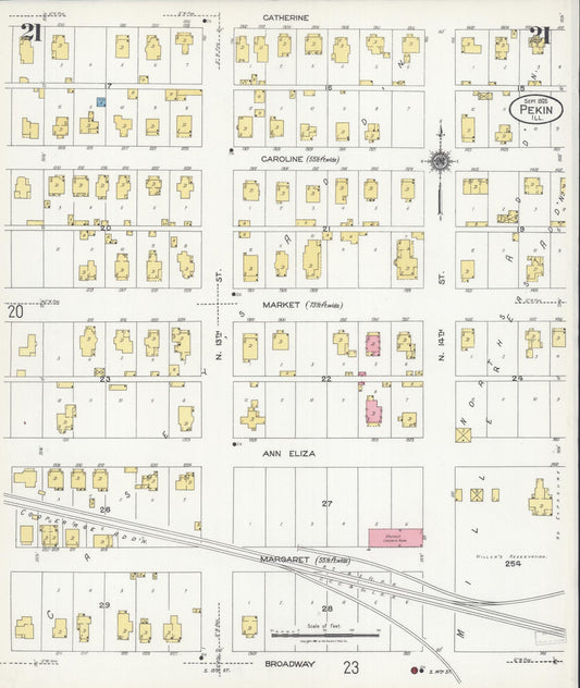 Sanborn Fire Insurance Map from Pekin, Tazewell County, Illinois (1925), Sheet #0021 - Historic Sanborn Fire Insurance Map Print, vintage old map wall art, antique decor, genealogy gift, Illinois Illinois map
