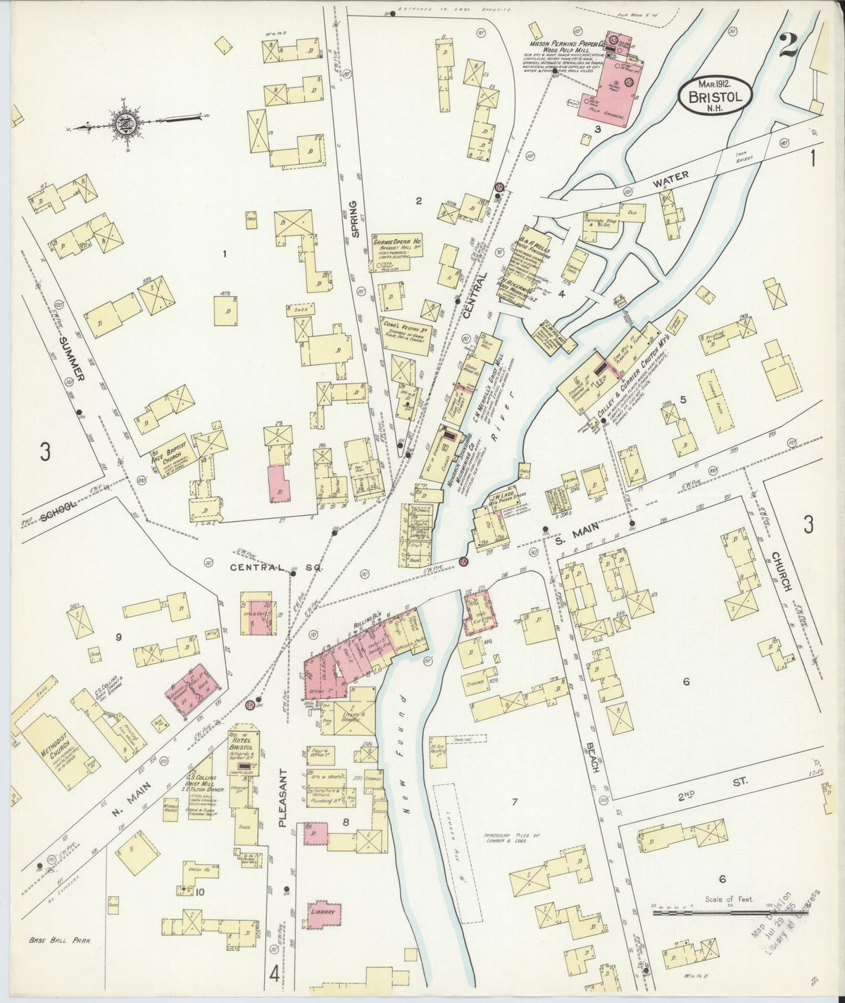 Sanborn Fire Insurance Map from Bristol, Grafton County, New Hampshire (1912), Sheet #0002 - Complete Map Set gallery image, historic Sanborn map, vintage wall art, New Hampshire New Hampshire