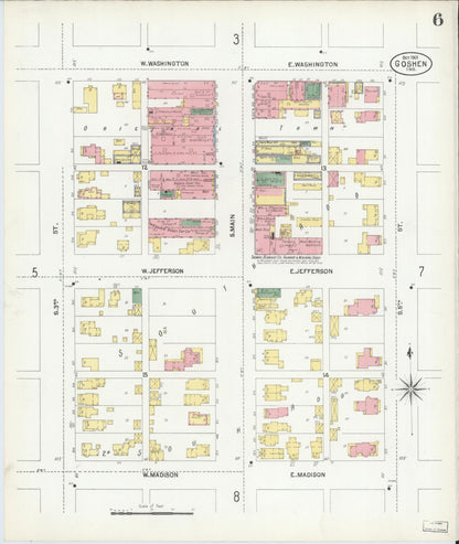 Sanborn Fire Insurance Map from Goshen, Elkhart County, Indiana (1901), Sheet #0006 - Complete Map Set gallery image, historic Sanborn map, vintage wall art, Indiana Indiana