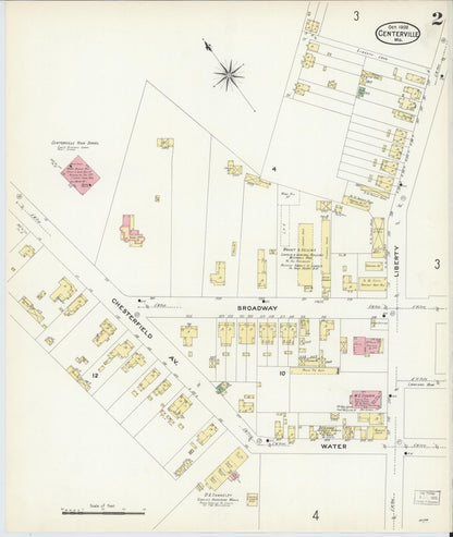 Sanborn Fire Insurance Map from Centreville, Queen Anne's County, Maryland (1908), Sheet #0002 - Complete Map Set gallery image, historic Sanborn map, vintage wall art, Maryland Maryland