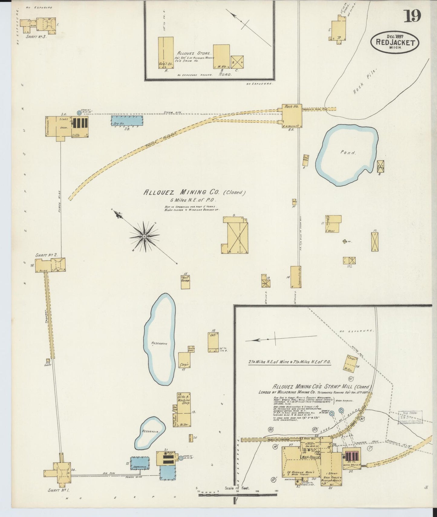 Sanborn Fire Insurance Map from Red Jacket, Houghton County, Michigan (1897), Sheet #0019 - Complete Map Set gallery image, historic Sanborn map, vintage wall art, Michigan Michigan