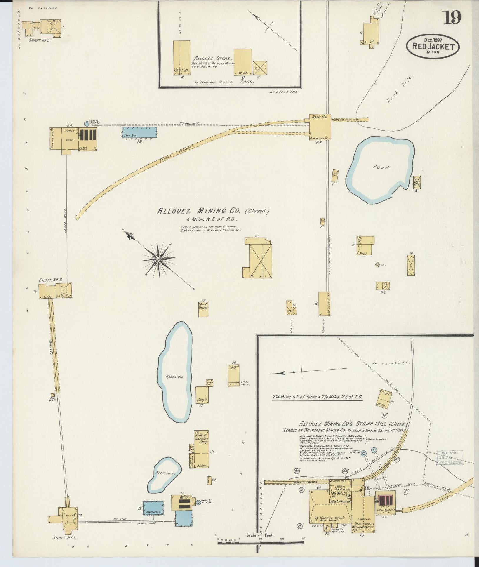 Sanborn Fire Insurance Map from Red Jacket, Houghton County, Michigan (1897), Sheet #0019 - Complete Map Set gallery image, historic Sanborn map, vintage wall art, Michigan Michigan