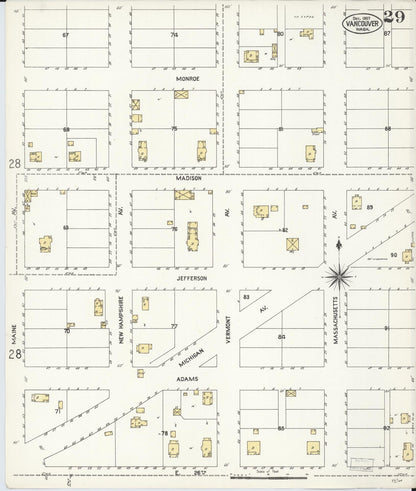 Sanborn Fire Insurance Map from Vancouver, Clark County, Washington (1907), Sheet #0029 - Complete Map Set gallery image, historic Sanborn map, vintage wall art, Washington Washington