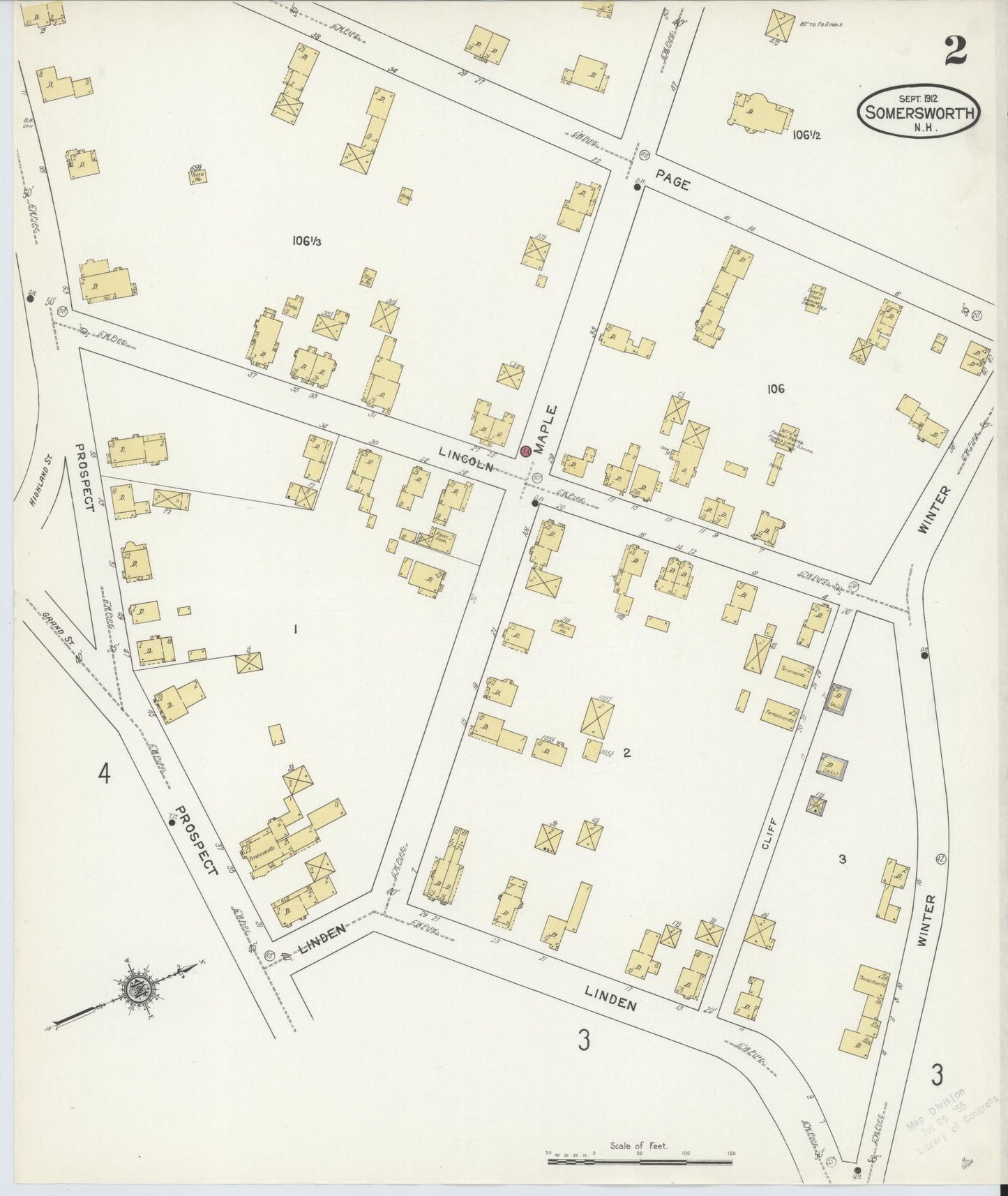 Sanborn Fire Insurance Map from Somersworth, Strafford County, New Hampshire (1912), Sheet #0002 - Complete Map Set gallery image, historic Sanborn map, vintage wall art, Maine Maine