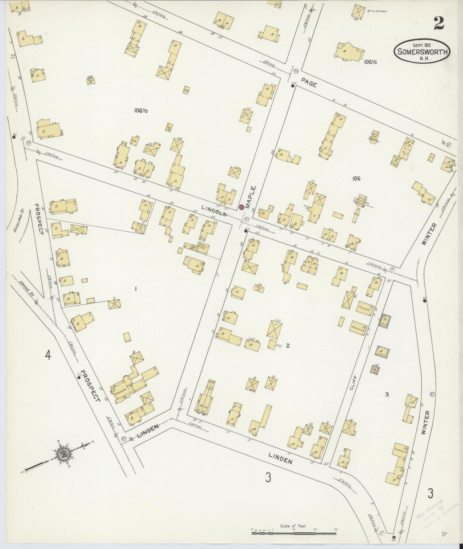 Sanborn Fire Insurance Map from Somersworth, Strafford County, New Hampshire (1912), Sheet #0002 - Complete Map Set gallery image, historic Sanborn map, vintage wall art, Maine Maine