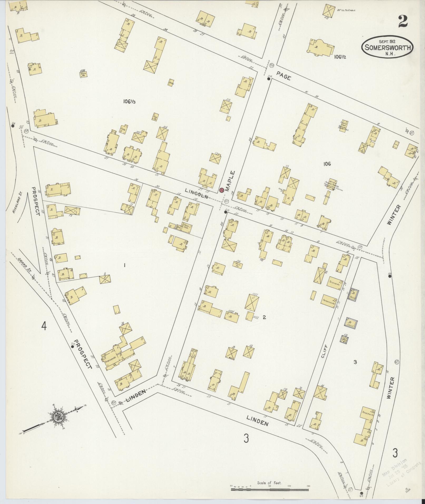 Sanborn Fire Insurance Map from Somersworth, Strafford County, New Hampshire (1912), Sheet #0002 - Complete Map Set gallery image, historic Sanborn map, vintage wall art, Maine Maine