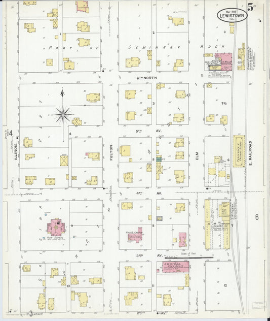 Sanborn Fire Insurance Map from Lewistown, Fulton County, Illinois (1909), Sheet #0005 - Historic Sanborn Fire Insurance Map Print, vintage old map wall art, antique decor, genealogy gift, Illinois Illinois map