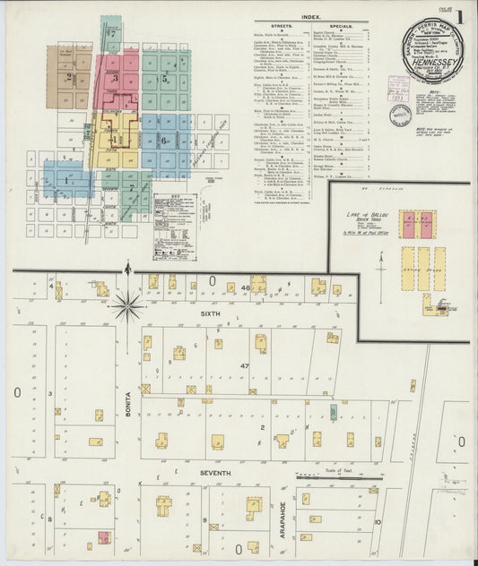 Sanborn Fire Insurance Map from Hennessey, Kingfisher County, Oklahoma (1901), Sheet #0001 - Complete Map Set gallery image, historic Sanborn map, vintage wall art, Oklahoma Oklahoma