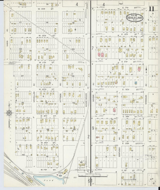 Sanborn Fire Insurance Map from Devils Lake, Ramsey County, North Dakota (1914), Sheet #0011 - Historic Sanborn Fire Insurance Map Print, vintage old map wall art, antique decor, genealogy gift, North Dakota North Dakota map