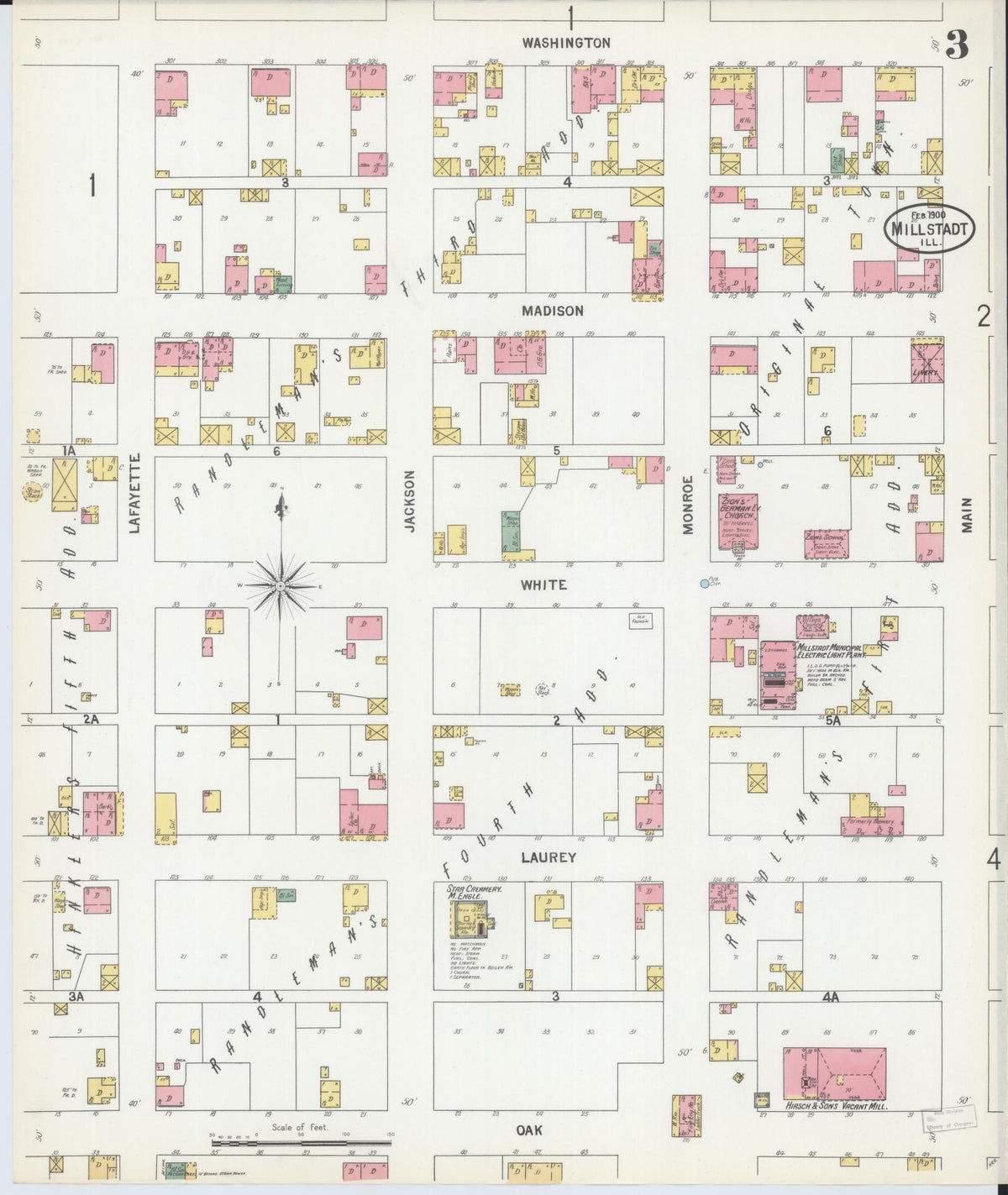 Sanborn Fire Insurance Map from Millstadt, Saint Clair County, Illinois (1900), Sheet #0003 - Complete Map Set gallery image, historic Sanborn map, vintage wall art, Illinois Illinois