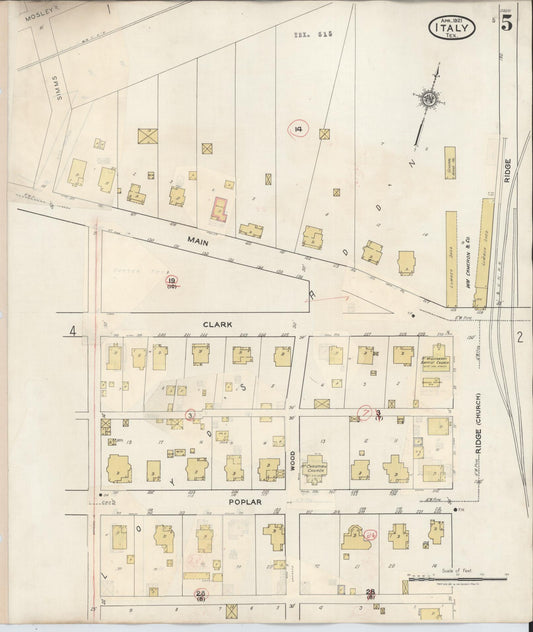 Sanborn Fire Insurance Map from Italy, Ellis County, Texas (1944), Sheet #0005 - Historic Sanborn Fire Insurance Map Print, vintage old map wall art, antique decor, genealogy gift, Texas Texas map