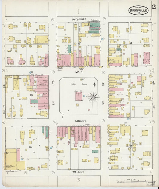 Sanborn Fire Insurance Map from Boonville, Warrick County, Indiana (1892), Sheet #0002 - Historic Sanborn Fire Insurance Map Print, vintage old map wall art, antique decor, genealogy gift, Indiana Indiana map