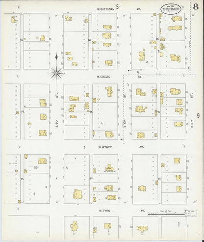 Sanborn Fire Insurance Map from Kingfisher, Kingfisher County, Oklahoma (1901), Sheet #0008 - Complete Map Set gallery image, historic Sanborn map, vintage wall art, Oklahoma Oklahoma