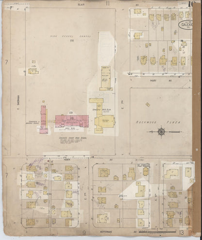 Sanborn Fire Insurance Map from Calexico, Imperial County, California (1956), Sheet #0010 - Historic Sanborn Fire Insurance Map Print, vintage old map wall art, antique decor, genealogy gift, California California map