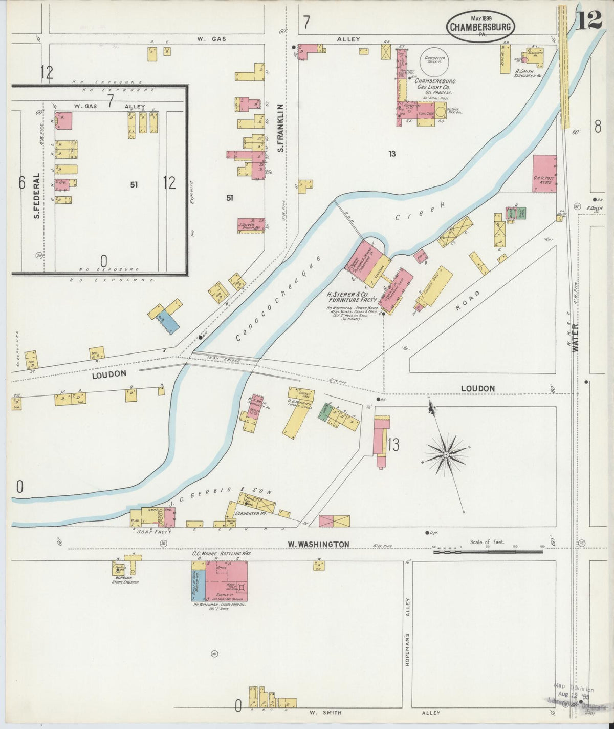 Sanborn Fire Insurance Map from Chambersburg, Franklin County, Pennsylvania (1899), Sheet #0012 - Complete Map Set gallery image, historic Sanborn map, vintage wall art, Pennsylvania Pennsylvania